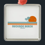 Ornement Carré Argenté Buckroe Beach Virginia Sun Palm Trees<br><div class="desc">A nice alternative to Virginia Beach Buckroe Beach is located in Hampton in Coastal Virginia and has a coastline of nearly a mile with incredible views of the Chesapeake Bay.</div>
