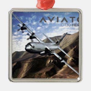 Ornement Carré Argenté C-130 HERCULES Avion militaire
