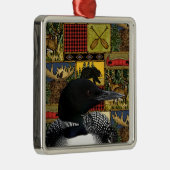 Ornement Carré Argenté Cabine Rustic Loon Northwoods (Droite)