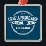 Ornement Carré Argenté Cache la Poudre Colorado Kayak<br><div class="desc">La rivière Cache la Poudre est la seule rivière sauvage et Pittoresque désignée à l'échelle nationale dans le Colorado et offre des possibilités de loisirs de plein air toute l'année.</div>