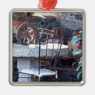 Ornement Carré Argenté Cactus espagnol et vie morte