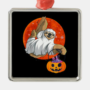 Ornement Carré Argenté Cadeau Spider Boo Halloween avec Citrouille