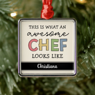 Ornement Carré Argenté Cadeaux de chef sur mesure Meilleur Chef Jamais