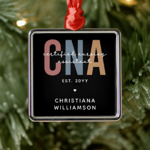 Ornement Carré Argenté Cadeaux de l'adjoint infirmier certifié rétro de l