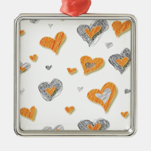 Ornement Carré Argenté Cadeaux motifs griffés tendance gris orange