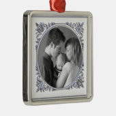 Ornement Carré Argenté Cadre bleu (Droite)