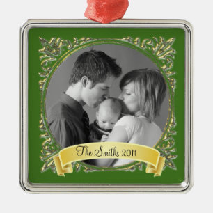 Ornement Carré Argenté Cadre d'or