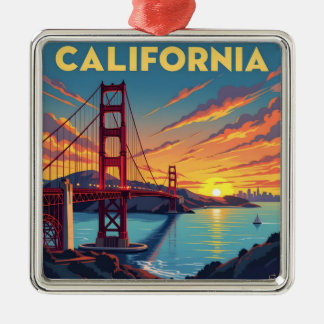Ornement Carré Argenté California Keepsake | The Golden Gate Bridge 
