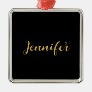 Ornement Carré Argenté Calligraphie minimaliste moderne Nom Black Gold