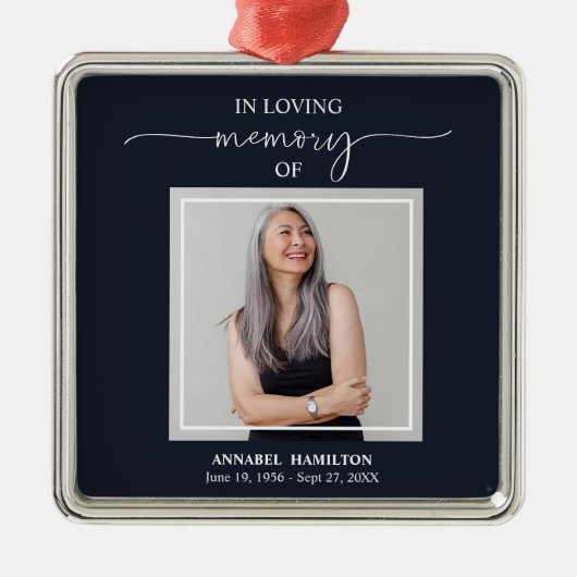 Ornement Carré Argenté Calligraphie Photo commémoration (Devant)