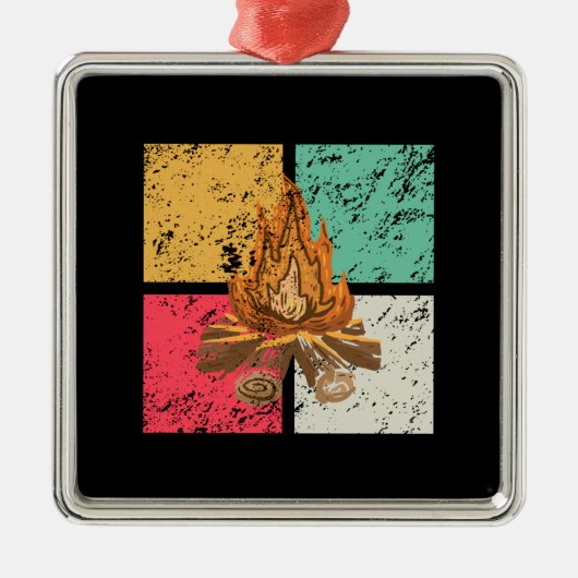 Ornement Carré Argenté Campfire Vintage (Devant)