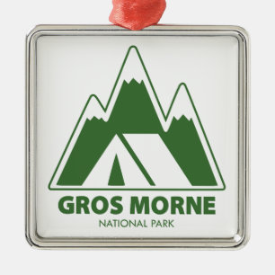 Ornement Carré Argenté Camping dans les montagnes du parc national du Gro