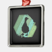 Ornement Carré Argenté Canard (Gauche)