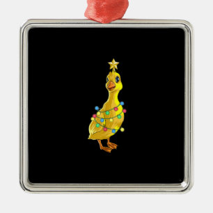 Ornement Carré Argenté Canard Noël Arbre T Lumières Décor Étoile Cadeau N