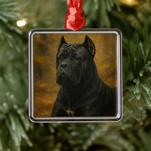 Ornement Carré Argenté Cane Corso (Arbre)