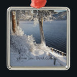 Ornement Carré Argenté Canim Lake, British Columbia in Winter<br><div class="desc">Canim Lake,  British Columbia in Winter,  scenic photograph,  keepsake ornament</div>