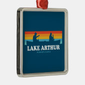Ornement Carré Argenté Canot du lac Arthur Pennsylvanie (Droite)