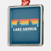 Ornement Carré Argenté Canot du lac Arthur Pennsylvanie (Gauche)