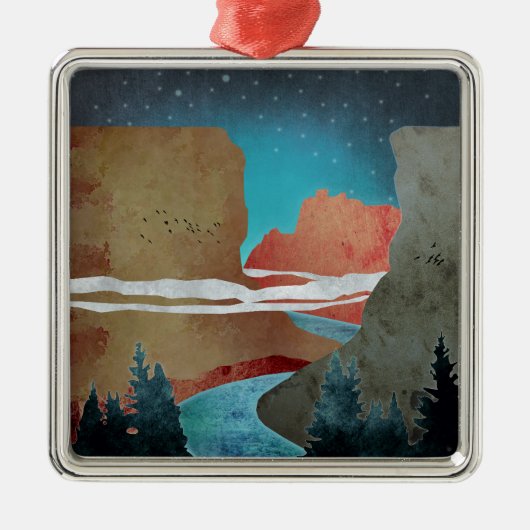 Ornement Carré Argenté Canyon Birds (Devant)