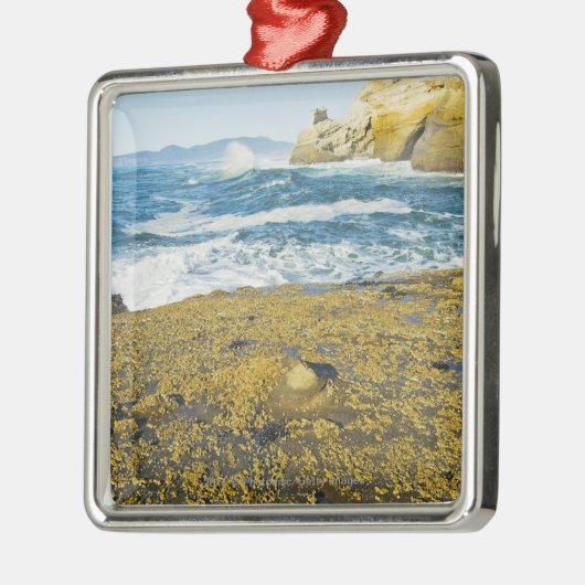 Ornement Carré Argenté Cap Kiwanda et l'océan pacifique (Gauche)