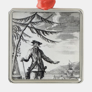 Ornement Carré Argenté Capitaine Teach, généralement appelé Blackbeard