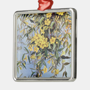 Ornement Carré Argenté Carolina vintage Jessamine Fleurs Jaunes Floral