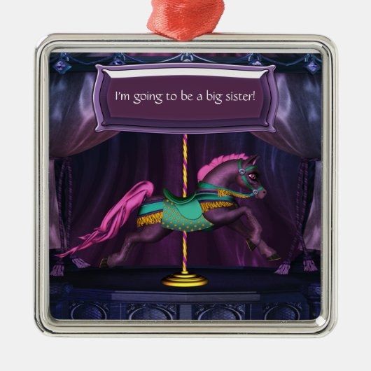 Ornement Carré Argenté Carousel Pony Big Sister Keepsaké Ornamnet (Devant)