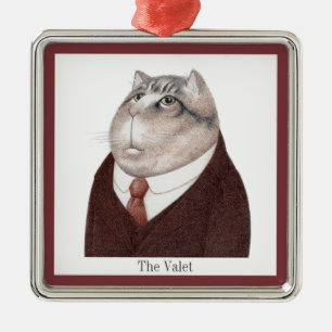 Ornement Carré Argenté CARRÉ Premium VALET CAT + Texte