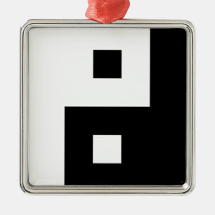 Ornement Carré Argenté Carré Yin Yang
