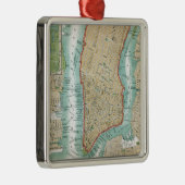 Ornement Carré Argenté Carte antique de Lower Manhattan et de Central (Droite)