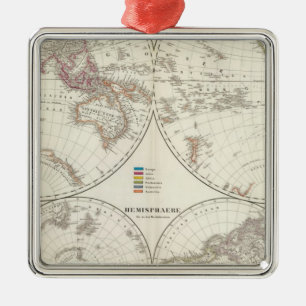 Ornement Carré Argenté Carte Atlas Planiglob der Erde