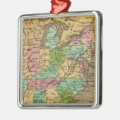 Ornement Carré Argenté Carte d'atlas couleur de main des USA, Canada (Gauche)