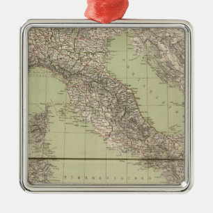 Ornement Carré Argenté Carte d'atlas de l'Italie