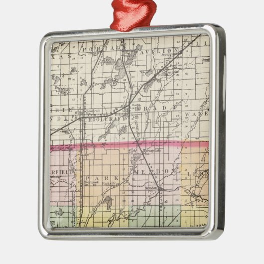Ornement Carré Argenté Carte de comté de St Joseph, Michigan (Gauche)