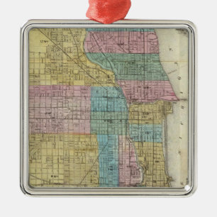 Ornement Carré Argenté Carte de guide de Chicago