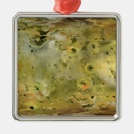 Ornement Carré Argenté Carte de la lune de Jupiter Lo (Devant)