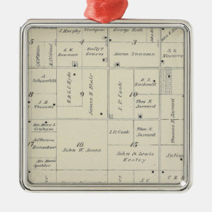 Ornement Carré Argenté Carte de la section du comté de Tulare T20S R26E