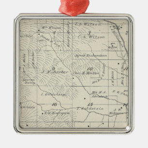 Ornement Carré Argenté Carte de la section du comté de Tulare T20S R29E