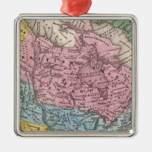 Ornement Carré Argenté Carte de l'Amérique du Nord 2