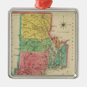 Ornement Carré Argenté Carte De L'Île De Rhode