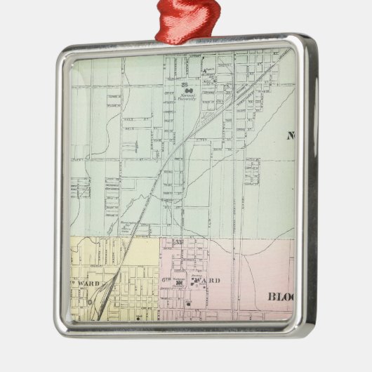 Ornement Carré Argenté Carte de Normale, Bloomington (Gauche)