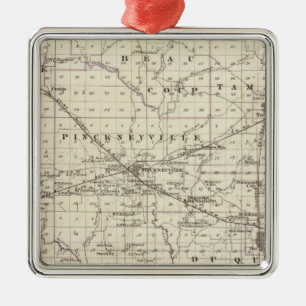 Ornement Carré Argenté Carte du comté de Perry, de Nashville et de Carmi