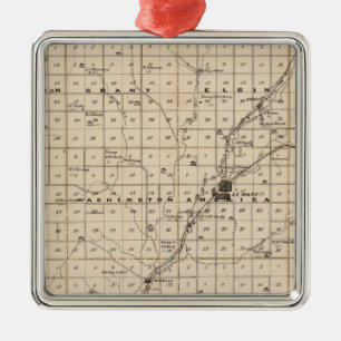Ornement Carré Argenté Carte du comté de Plymouth