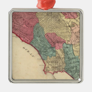 Ornement Carré Argenté Carte du comté de Sonoma la Californie