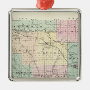 Ornement Carré Argenté Carte du comté d'Eau Claire, état du Wisconsin
