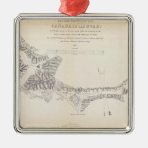Ornement Carré Argenté Carte et profil du Canada de las Uvas