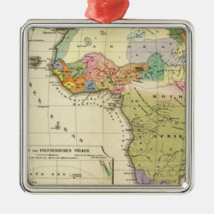 Ornement Carré Argenté Carte ethnographique de l'Afrique