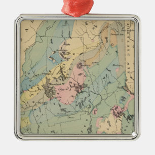 Ornement Carré Argenté Carte géologique du Maine