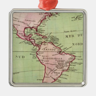 Ornement Carré Argenté Carte physique des Amériques
