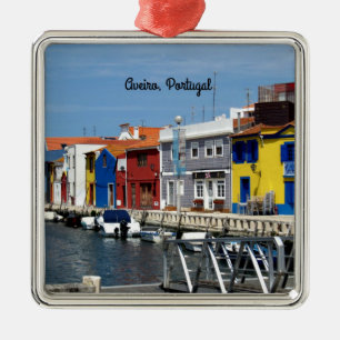 Ornement Carré Argenté Carte postale Aveiro, Portugal